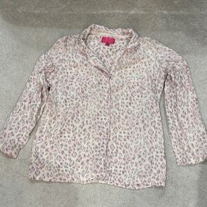 Victoria's Secret Pink Leopard Print Button-Up pajama shirt
